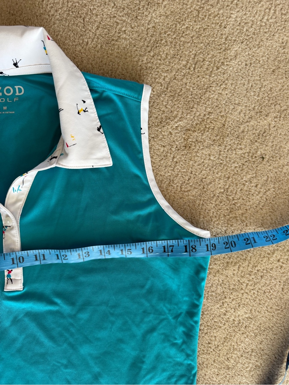 IZOD Teal Sleeveless Polo with Golf Themed Collar - Picture 4 of 7
